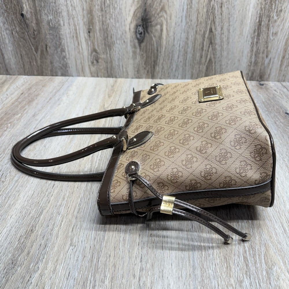 ☆ Guess Logo Print Satchel Handbag Purse + Wallet Brown Multicolor Please Read - Picture 7 of 16